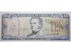 Банкнота Либерия 10 (десять) долларов 2008 год. Pick 27d. UNC