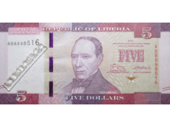 Банкнота Либерия 5 (пять) долларов 2017 год. Pick 31b. UNC