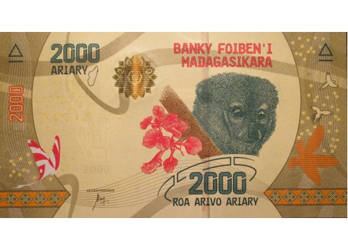 Банкнота Мадагаскар 2000 (две тысячи) ариари 2017 год. Pick 101. UNC