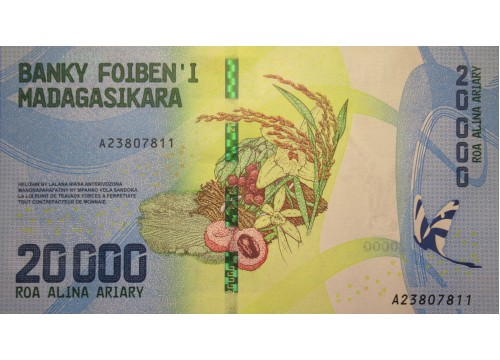 Банкнота Мадагаскар 20000 (двадцать тысяч) ариари 2017 год. Pick 104. UNC