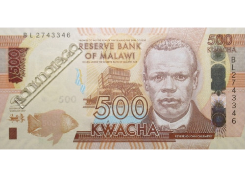 Банкнота Малави 500 (пятьсот) квача 2017 год. Pick 66.2. UNC