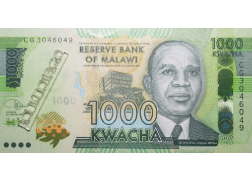 Банкнота Малави 1000 (одна тысяча) квача 2020 год. Pick 67d. UNC