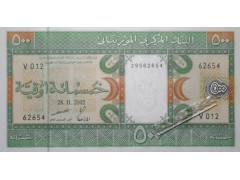 Банкнота Мавритания 500 (пятьсот) угий 2002 год. Pick 8c. UNC
