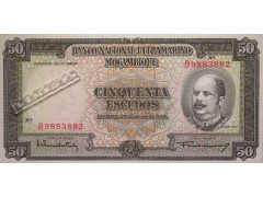 Банкнота Мозамбик 50 (пятьдесят) эскудо 1958 год. Pick 106a1. UNC