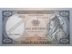 Банкнота Мозамбик 1000 (тысяча) эскудо 1972 год. Pick 112b5. UNC