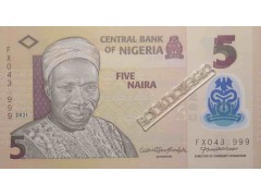 Банкнота Нигерия 5 (пять) найра 2021 год. Pick 38. UNC
