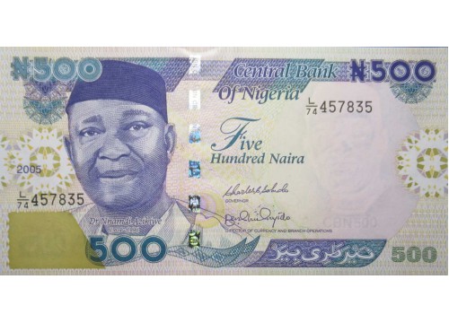 Банкнота Нигерия 500 (пятьсот) найра 2005 год. Pick 30e. UNC