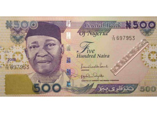 Банкнота Нигерия 500 (пятьсот) найра 2009 год. Pick 30h2. UNC
