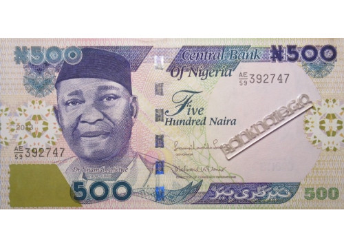 Банкнота Нигерия 500 (пятьсот) найра 2013 год. Pick 30l. UNC
