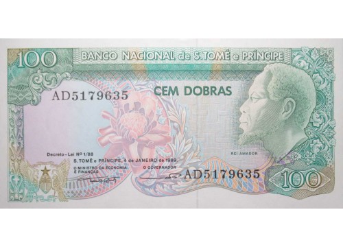 Банкнота Сан-Томе и Принсипи 100 (сто) добра 1989 год. Pick 60. UNC