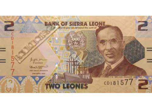 Банкнота Сьерра-Леоне 2 (два) леоне 2022 год. Pick W35. UNC