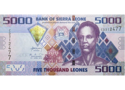 Банкнота Сьерра-Леоне 5000 (пять тысяч) леоне 2010 год. Pick 32a. UNC