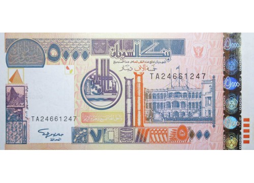 Банкнота Судан 5000 (пять тысяч) динар 2002 год. Pick 63. UNC