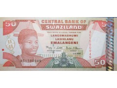 Банкнота Свазиленд 50 (пятьдесят) эмалангени 2001 год. Pick 31. UNC