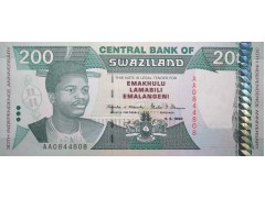 Банкнота Свазиленд 200 (двести) эмалангени 1998 год. Pick 28a. UNC