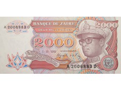 Банкнота Заир 2000 (две тысячи) заир 1991 год. Pick 36. UNC