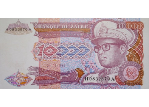 Банкнота Заир 10000 (десять тысяч) заир 1989 год. Pick 38. UNC