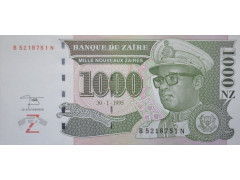 Банкнота Заир 1000 (тысяча) заир 1995 год. Pick 66. UNC
