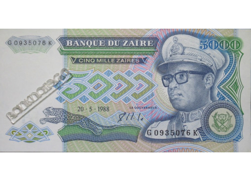 Банкнота Заир 5000 (пять тысяч) заир 1988 год. Pick 37b. UNC