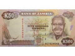 Банкнота Замбия 500 (пятьсот) квача 1991 год. Pick 35. UNC