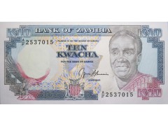 Банкнота Замбия 10 (десять) квача 1989-91 год. Pick 31b. UNC