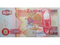 Банкнота Замбия 50 (пятьдесять) квача 1992 год. Pick 37a. UNC