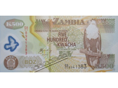 Банкнота Замбия 500 (пятьсот) квача 2003 год. Pick 43b. UNC