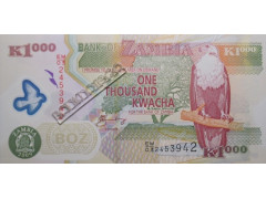 Банкнота Замбия 1000 (тысяча) квача 2009 год. Pick 44g. UNC