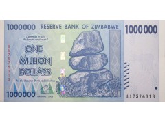 Банкнота Зимбабве 1000000 (один миллион) долларов 2008 год. Pick 77. UNC