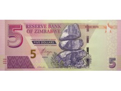 Банкнота Зимбабве 5 (пять) долларов 2016 год. Pick 100. UNC