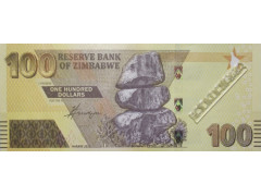 Банкнота Зимбабве 100 (сто) долларов 2023 год. Pick W106.2. UNC