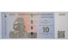 Банкнота Зимбабве 10 (десять) долларов 2024 год. Pick W110. UNC