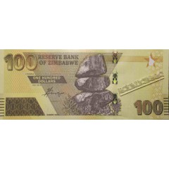 Банкнота Зимбабве 100 (сто) долларов 2020 год. Pick W106. UNC
