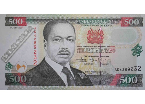 Банкнота Кения 500 (пятьсот) шиллингов 2001 год. Pick 39e. UNC