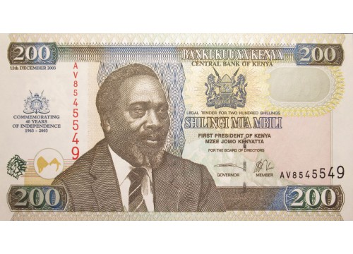 Банкнота Кения 200 (двести) шиллингов 2003 год. Pick 46. UNC