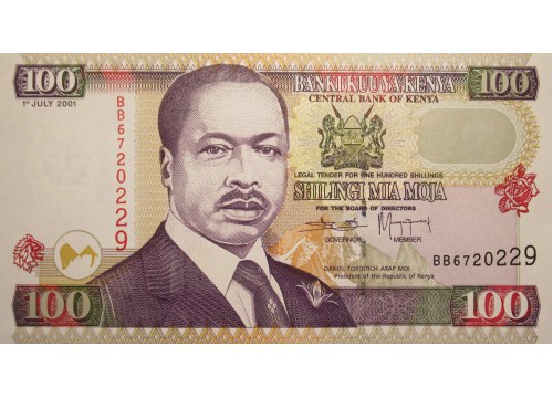 Банкнота Кения 100 (сто) шиллингов 2001 год. Pick 37f. UNC