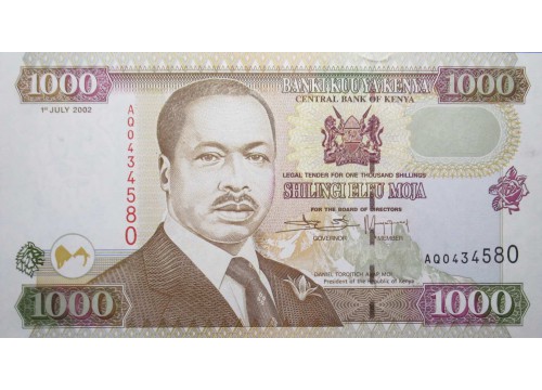 Банкнота Кения 1000 (одна тысяча) шиллингов 2002 год. Pick 40e. UNC
