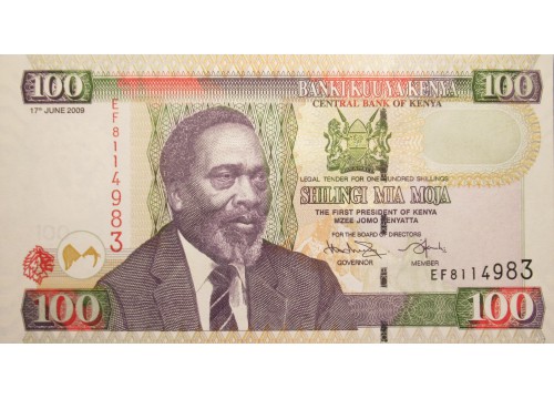 Банкнота Кения 100 (сто) шиллингов 2009 год. Pick 48d. UNC