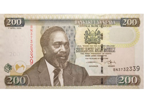 Банкнота Кения 200 (двести) шиллингов 2006 год. Pick 49b. UNC
