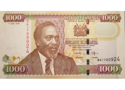 Банкнота Кения 1000 (одна тысяча) шиллингов 2005 год. Pick 51a. UNC