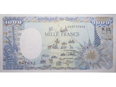 Банкнота Конго 1000 (одна тысяча) франков 1992 год. Pick 11. UNC
