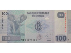 Банкнота Конго 100 (сто) франков 2013 год. Pick 98b. UNC