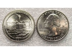 Монета США 25 (двадцать пять) центов Национальный военный парк Геттисберг 2011 год. UNC