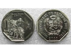 Монета Перу 1 (один) новый соль 2011 год. Гордость Перу Мачу-Пикчу. UNC
