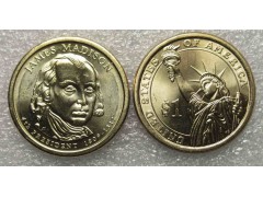Монета Президент США Джеймс Мэдисон 1 (один) доллар. Выпуск 2007 год. UNC
