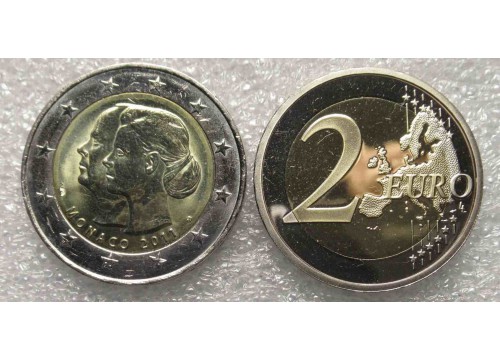Монета Монако Юбилейные 2 (два) евро 2011 год. UNC