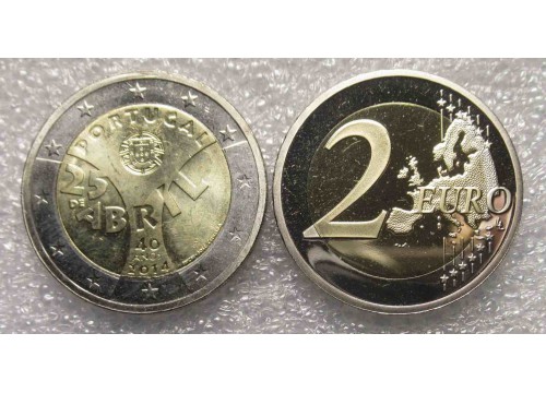 Монета Португалия Юбилейные 2 (два) евро 2014 год. UNC